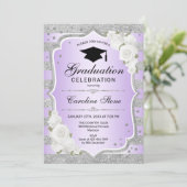 Einladung zur Graduationspartei - Lila Silber (Stehend Vorderseite)