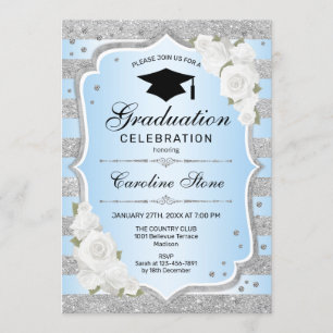 Einladung zur Graduationspartei - Silver Blue