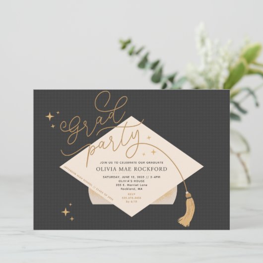 Einladung zur Graduiertengruppe, Party Cap und Tas (Stehend Vorderseite)