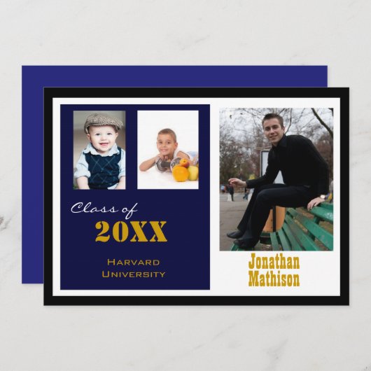 Einladung zur Graduiertenpartei Navy-Foto (Vorne/Hinten)