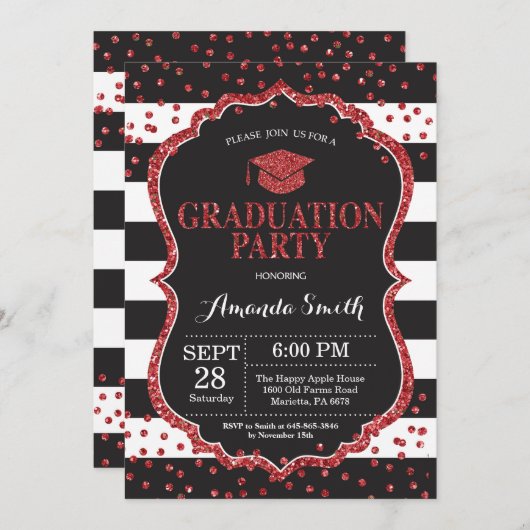 Einladung zur Graduiertenpartei Schwarz-Rot-Glitze (Vorne/Hinten)