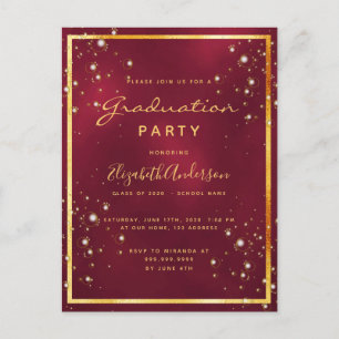 Einladung zur Graduiertenparty burgundy Bubble Postkarte
