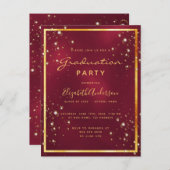 Einladung zur Graduiertenparty burgundy Bubble Postkarte (Vorne/Hinten)