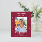 Einladung zur Graduiertenparty burgundy Foto (Stehend Vorderseite)