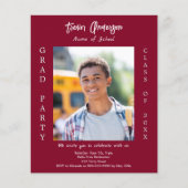 Einladung zur Graduiertenparty burgundy Foto (Vorderseite)