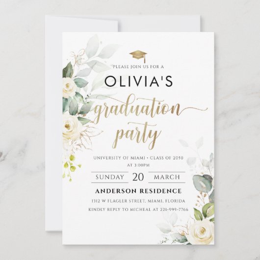 Einladung zur Graduiertenparty für Weißrosen (Vorderseite)