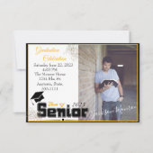 Einladung zur Graduiertenparty mit Gold und schwar (Vorderseite)