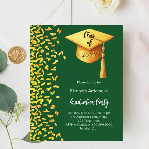 Einladung zur Graduiertenparty mit grünem Gold
