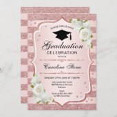 Einladung zur Graduiertenparty - Rose Gold White (Vorne/Hinten)