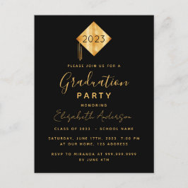 Einladung zur Graduiertenparty topper black gold Postkarte