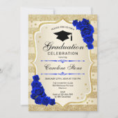 Einladung zur Graduierungspartei - Gold Royal Blue (Vorderseite)