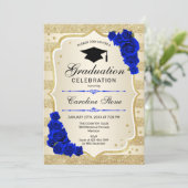 Einladung zur Graduierungspartei - Gold Royal Blue (Stehend Vorderseite)