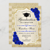 Einladung zur Graduierungspartei - Gold Royal Blue (Vorne/Hinten)