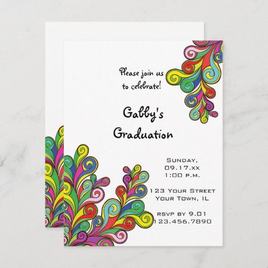 Einladung zur Graduierungspartei von Farbwellen (Vorne/Hinten)