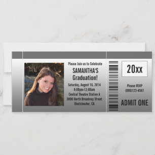 Einladung zur Gray Graduation Party Ticket mit Fot