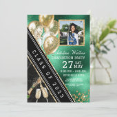 Einladung zur Green and Gold Graduation Party (Stehend Vorderseite)