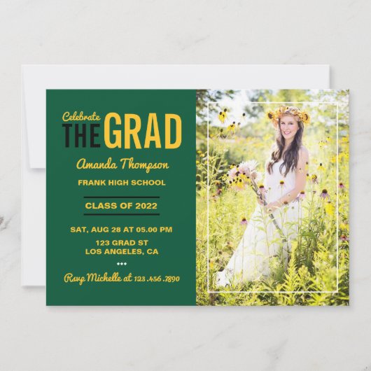 Einladung zur Green and Gold Graduation Party (Vorderseite)