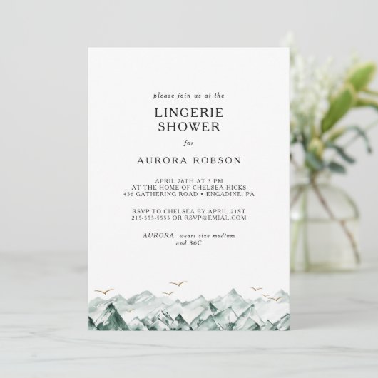 Einladung zur Green and Gold Mountain Lingerie Dus (Stehend Vorderseite)