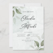 Einladung zur Green Elegante Save the Date Card (Vorderseite)