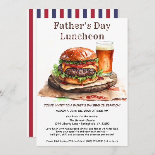 Einladung zur GRILLEN des Vaters - Hamburger, Getr (Vorne/Hinten)
