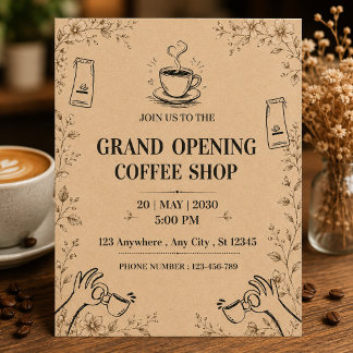Einladung zur großen Eröffnung eines Coffeeshops