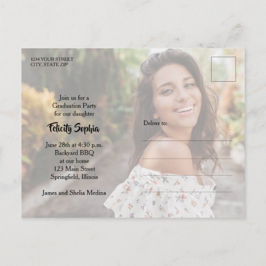 Einladung zur Grüne Graduierungspartei mehrerer Fo Postkarte (Rückseite)