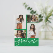 Einladung zur Grüne Graduierungspartei mehrerer Fo Postkarte (Stehend Vorderseite)