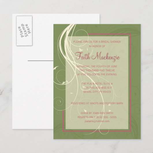 Einladung zur grünen Brautdusche (Vorne/Hinten)