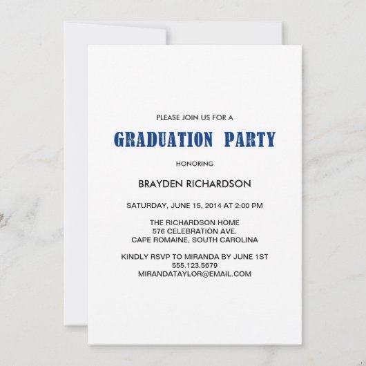 Einladung zur Grunge Text Graduation Party / Marin (Rückseite)