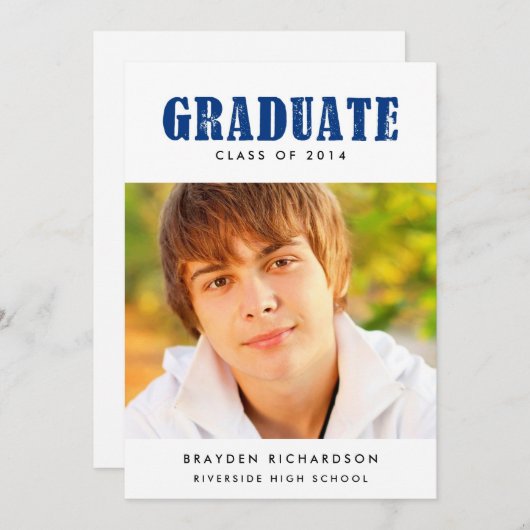 Einladung zur Grunge Text Graduation Party / Marin (Vorne/Hinten)