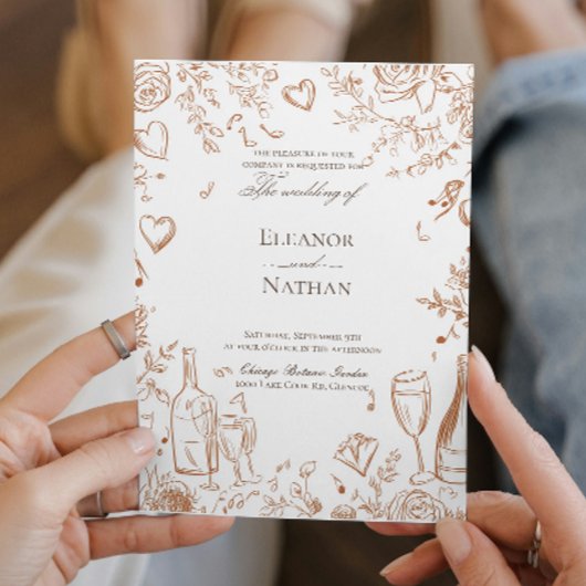 Einladung zur handgezogenen Hochzeit