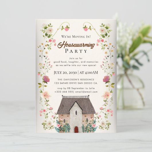 Einladung zur Haushaltserwärmung (Stehend Vorderseite)