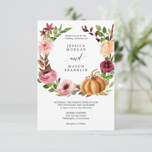 Einladung zur Herbst-Bliss-Hochzeit (Stehend Vorderseite)