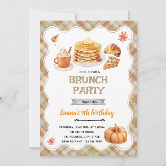 Einladung zur Herbst-Brunch-Party (Vorderseite)