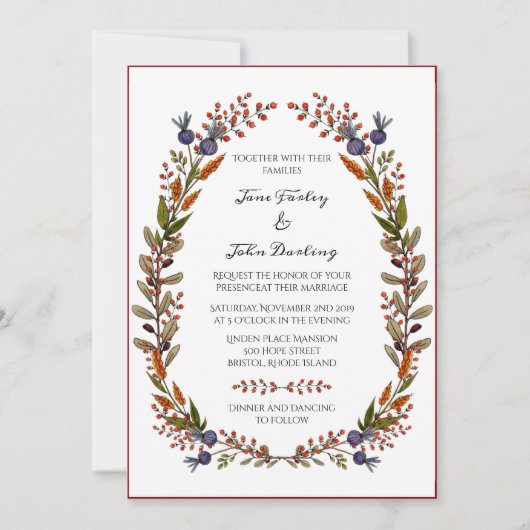 Einladung zur Herbstblatthochzeit (Vorderseite)