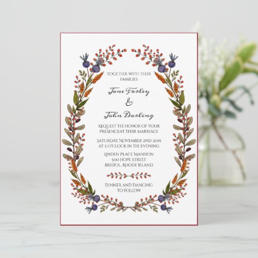 Einladung zur Herbstblatthochzeit (Stehend Vorderseite)