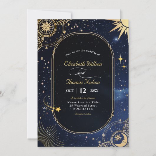 Einladung zur Himmelssonne und Mondhochzeit (Vorderseite)