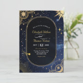 Einladung zur Himmelssonne und Mondhochzeit (Stehend Vorderseite)