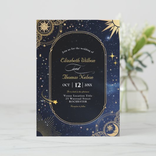 Einladung zur Himmelssonne und Mondhochzeit (Stehend Vorderseite)