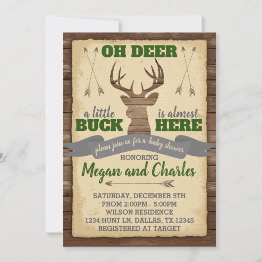 Einladung zur Hirsche-Kinderdusche (Vorderseite)