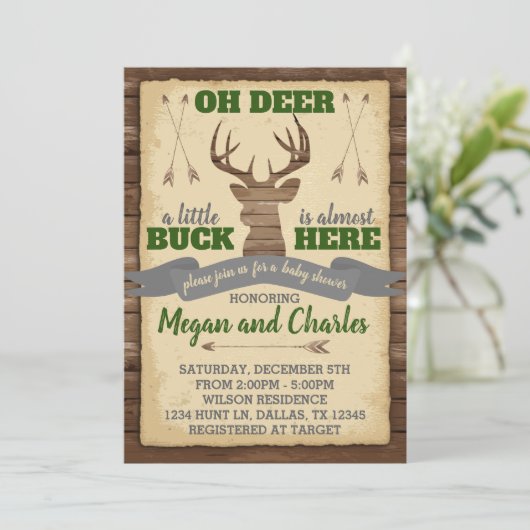 Einladung zur Hirsche-Kinderdusche (Stehend Vorderseite)