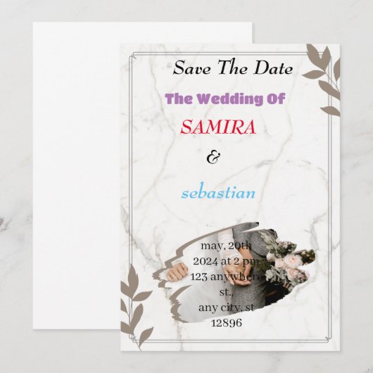 Einladung zur Hochzeit (Vorne/Hinten)