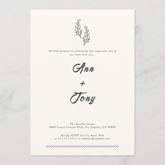 Einladung zur Hochzeit (Rückseite)