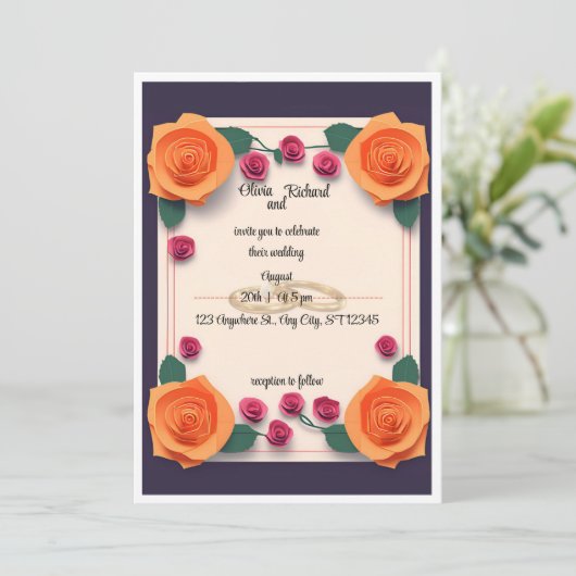 Einladung zur Hochzeit (Stehend Vorderseite)