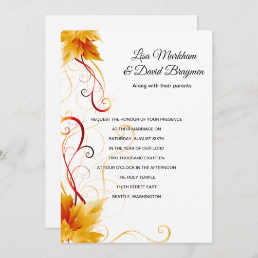 Einladung zur Hochzeit (Vorne/Hinten)