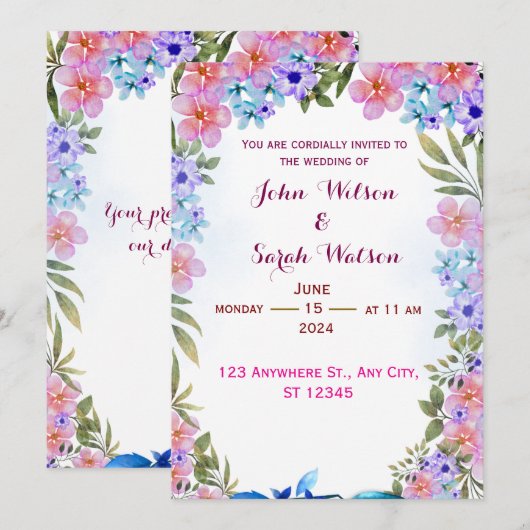 Einladung zur Hochzeit (Vorne/Hinten)