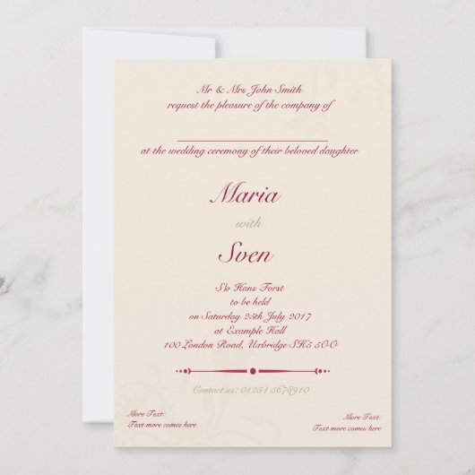 Einladung zur Hochzeit (Rückseite)