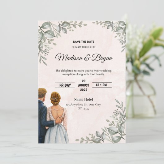 Einladung zur Hochzeit (Stehend Vorderseite)