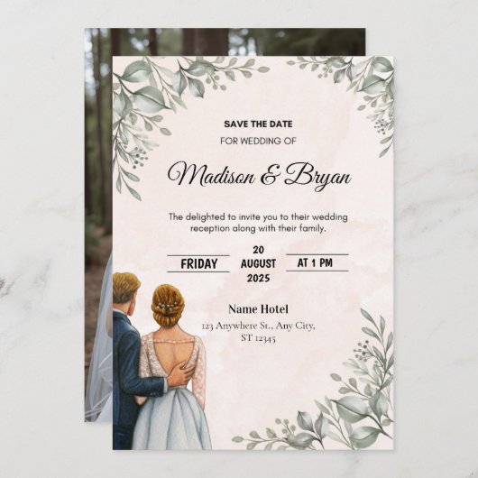 Einladung zur Hochzeit (Vorne/Hinten)