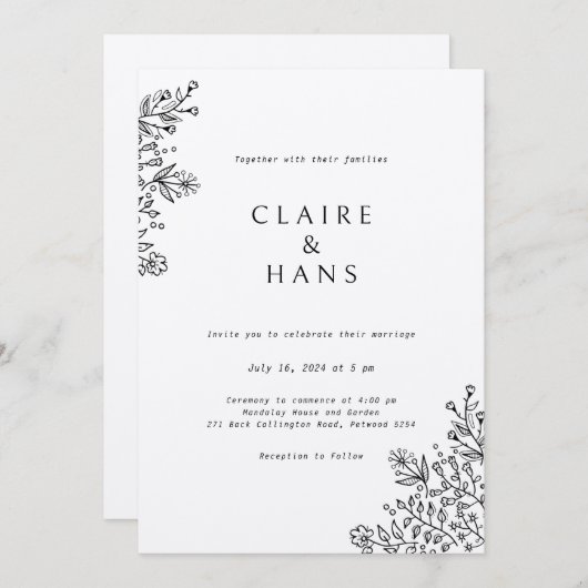 Einladung zur Hochzeit (Vorne/Hinten)